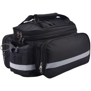JEELAD Bike Rear Rack Bag Expandable 27L Capacity Multifunctional Bicycle Pannier with Rain Cover for Rear Rack Grocery Shopping Commuter Cycling Trip Black Blue Red (Black-with rain cover)