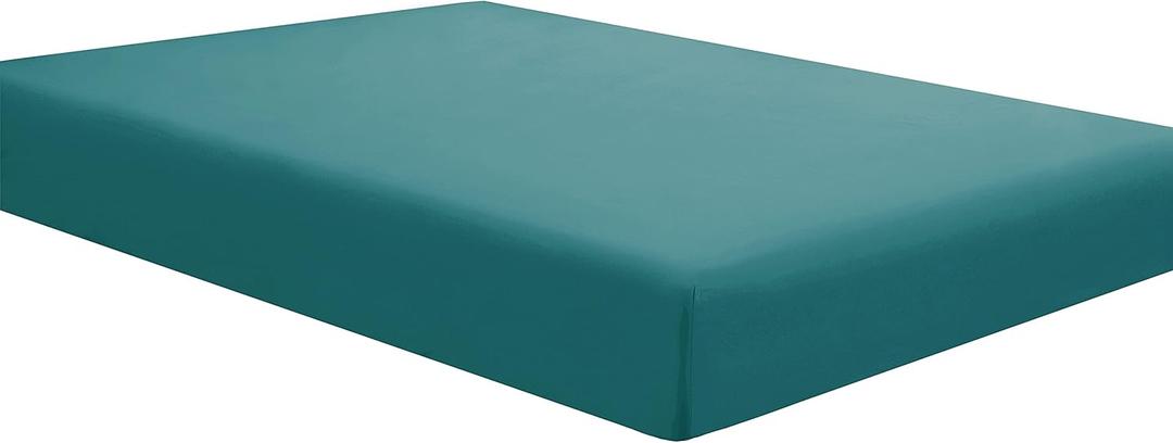 Sfoothome Single Fitted Sheet (Queen - Teal) - Deep Pocket Brushed Velvety Microfiber, Breathable, Extra Soft and Comfortable - Wrinkle, Fade, Stain and Abrasion Resistant