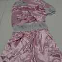 MEEYI Silk Pajamas for Women Short Sleeve Long Pants Satin Pajama Sleepwear with Pockets Size S