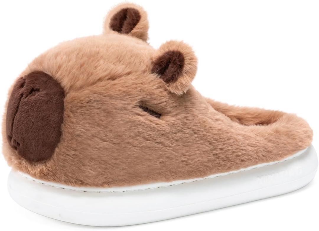 Capybara Slippers for Women Men,Cute Fluffy Animal Slippers,Warm Winter Wear Home Cozy Furry Soft Indoor Kawaii Shoes