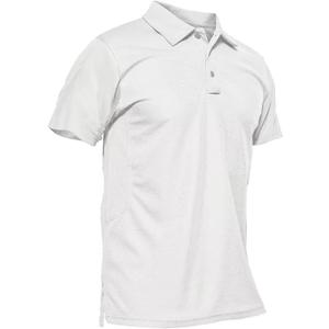 MAGCOMSEN Men's Polo Shirt Quick Dry Performance Short Sleeve Tactical Shirts Pique Jersey Golf Shirt (White, L)