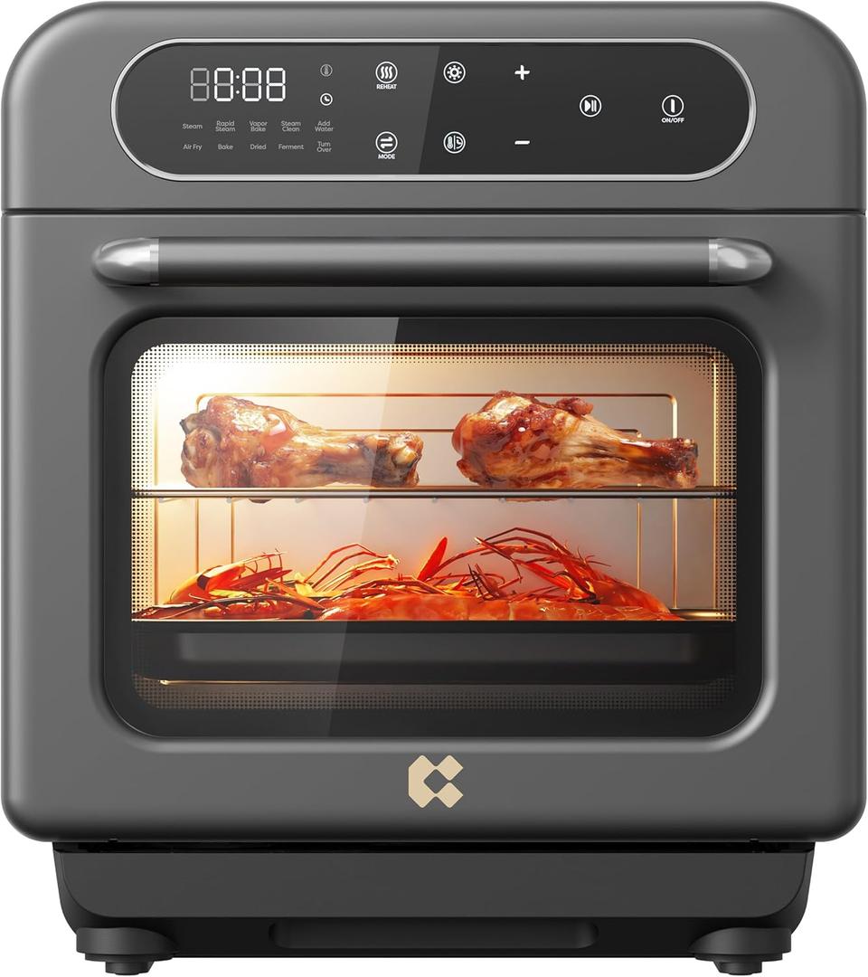 CIARRA 8-in-1 Steam Oven Countertop with Air Fryer, 13QT Mini Convection Toaster Oven with Steam, Rapid Steam, Air Fry, Vapor Bake, Steam Clean, Bake, Dried, Ferment, Grey, 13QT-Grey1
