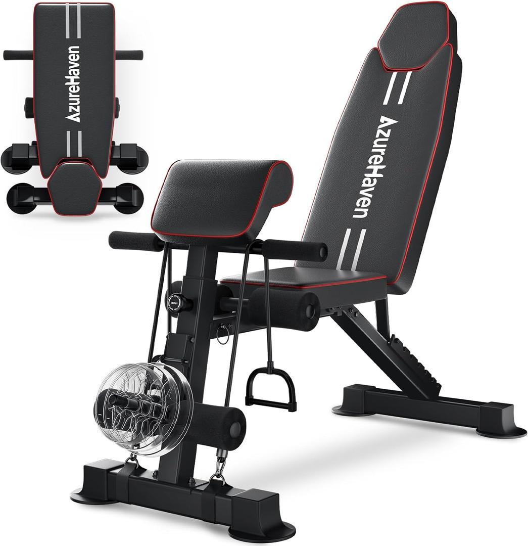 Adjustable Weight Bench, Foldable Incline Decline Flat Workout Bench for Home Gym Full Body Dumbbell Exercise, 660LBS Capacity (Black)