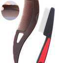 Dandruff Comb Fine Tooth Scalp Detox Comb Lice for Women, Men & Kids Stainless Steel Scalp Detoxing, Sweep & Massage Hair Brush Tool for Hair Care (Brown 2pc)