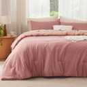 Bedsure Full Comforter Set, Pink Clay Soft Prewashed Bedding for All Seasons, 3 Pieces GentleSoft Bed Set, 1 Lightweight Comforter (82"x86") and 2 Pillowcases (20"x26")