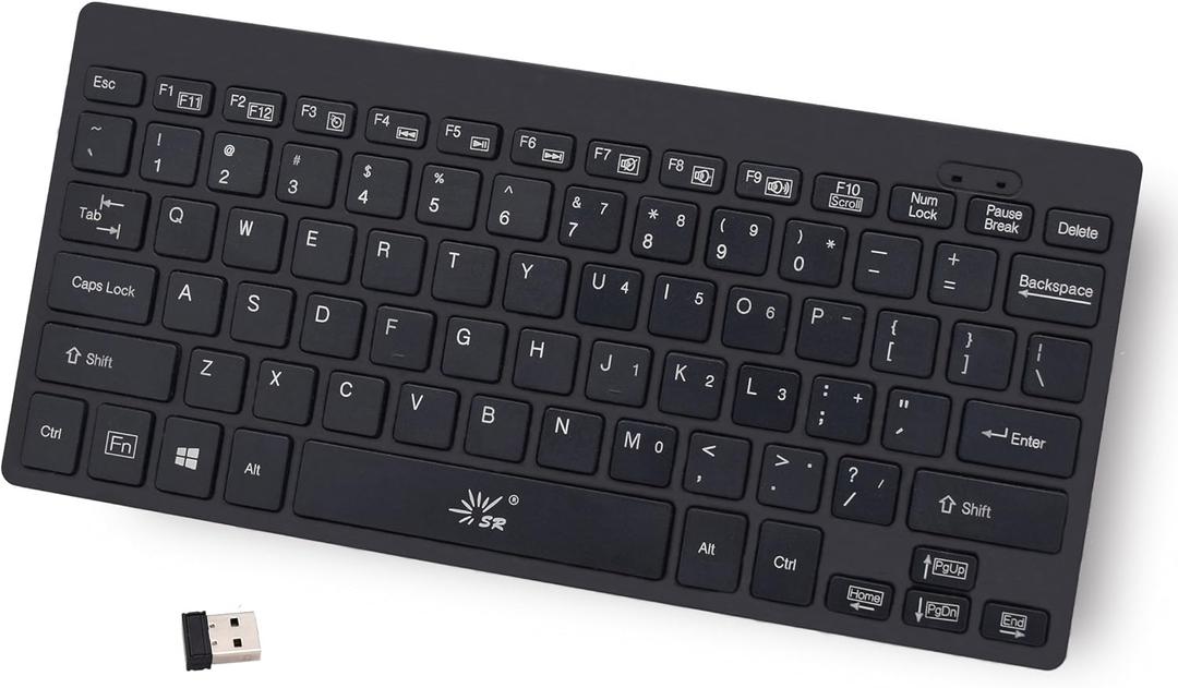 SR Mini Keyboard 2.4G Wireless Thin Light 78 Keys USB Multimedia Small for Pc Computer Laptop (Black)