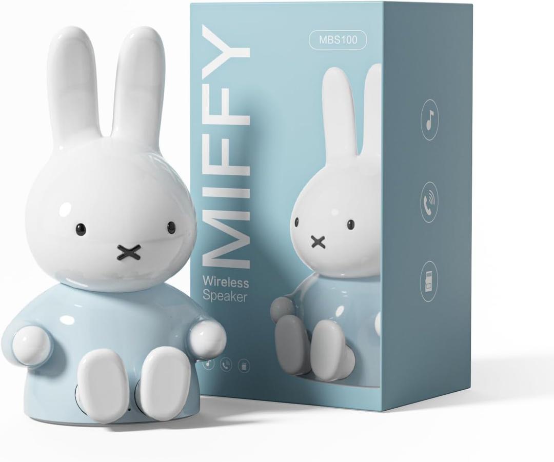 Miffy Portable Bluetooth Speakers, Cute Portable Wireless Speakers with Loud Stereo Sound, Built-in Mic, TF-Card Slot, Dual Pairing,40H Playtime for Room, Desk Decor, for her (Lite-Blue)