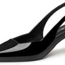 IDIFU IN2 Kitten Heels Closed Toe Slingback Pointed Toe Women's Pumps Dressy Dress Shoes for Women Low Comfortable Short Heels Wedding Prom Bridal Party Work Business Office Formal Pumps Shoes (7, Black 01)