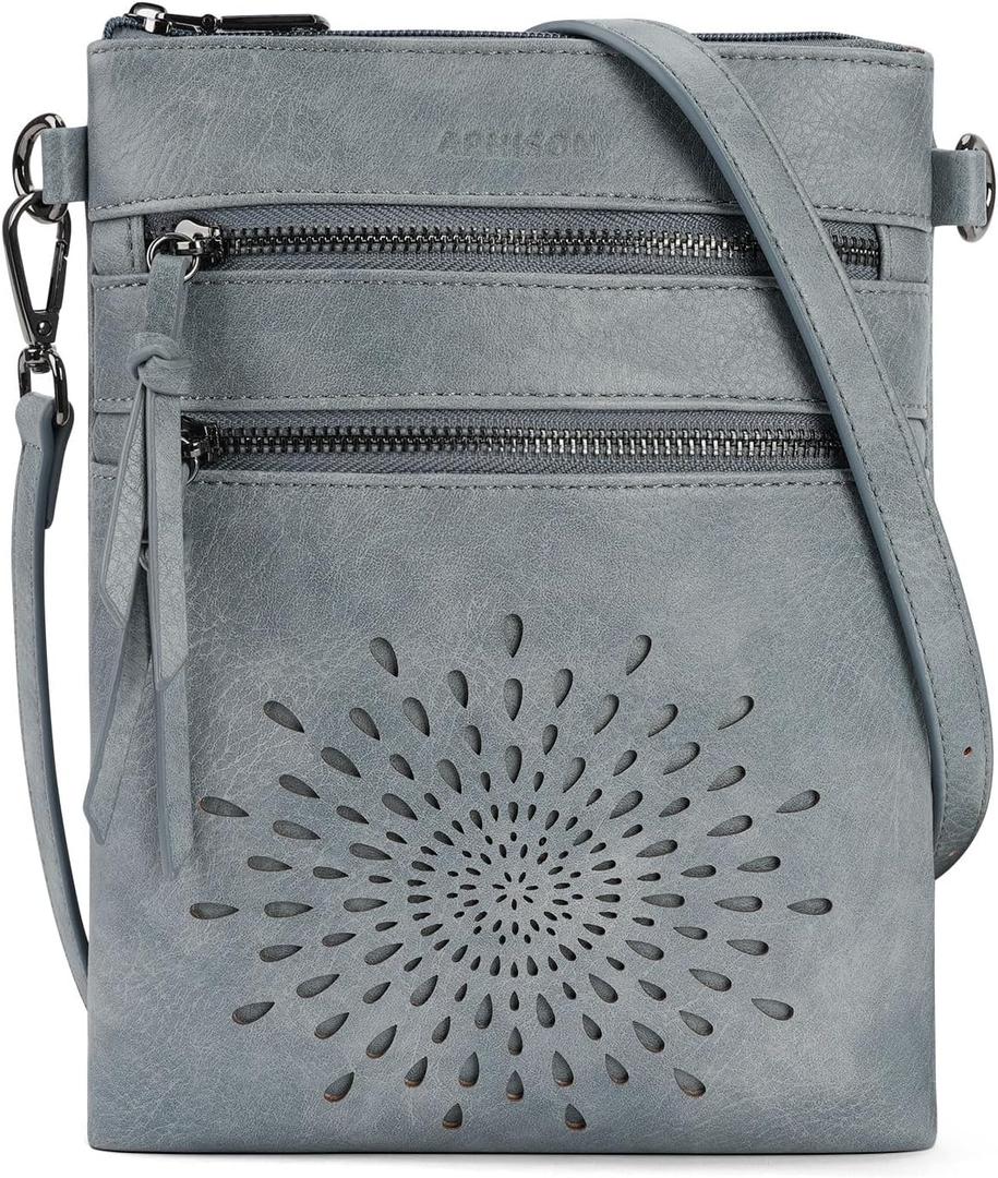 APHISON Crossbody purse for Women, Vegan Leather Sunflower Crossbody Phone Handbags with Adjustable Strap (03-blue)