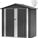 DWVO 6x4ft Outdoor Storage Shed, Weatherproof Tool Shed w/Locking Entry & Ventilation for Grass Cutter, Bike, Equipment, Courtyard, Garden (Dark Gray)