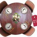 Covers For The Home Deluxe Elastic Edged Flannel Backed Vinyl Fitted Table Cover - Woodgrain (Mahogany) Pattern - Large Round Oblong Oval - Fits Tables up to 45" - 56" Diameter