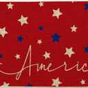 Artoid Mode Red Stars 4th of July Doormat, Memorial Day Home Decor Patriotic Liberty Low-Profile Switch Rug Door Mat Floor Mat for Indoor Outdoor 17x29 Inch