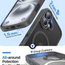 Magnetic for iPhone 16 Case, [Compatible with MagSafe][Military-Grade Drop Protection][Anti-Yellowing] Shockproof Protective Translucent Matte Cover for iPhone 16 Phone Case,Gray