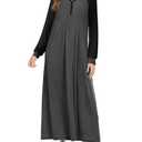 Ekouaer Sleepshirts for Women Long Sleeve Sleepwear V Neck Loungewear Button Full Length Nighty A-dark Grey, M