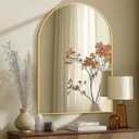 Arched Bathroom Mirror for Wall, 40" x 28" Gold Metal Frame Vanity Mirror, HD Glass Over Sink for Bathroom, Entryway, Bedroom