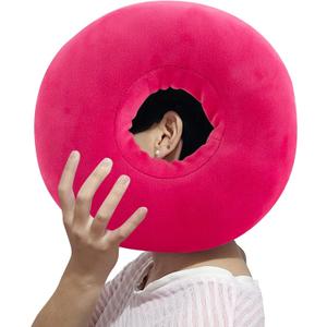 Piercing Pillow for Side Sleepers, Soft and Comfortable Donut Pillow, Ear Pillows with Holes for Ear Pain, Piercing, Pain Relief Sleeping, Pressure Sore, Ear Pressure Relief (Pink)