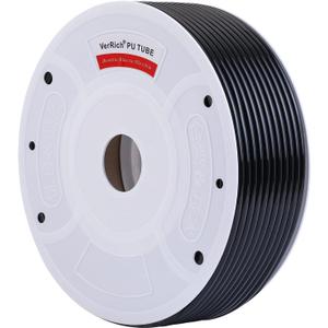 VerRich Pneumatic Tubing Pipe Pu Hose,Black 12mm OD x 8mm ID 80 Meters(262 FT) PU Air Hose Line Tube for Air Compressor Transfer