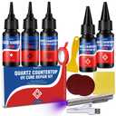 Quartz Countertop Repair Kit [30s UV Light Cure], 4 Colors(White, Gray, Beige, Clear) Professional Stone Chip Repair for Granite, Marble, Sink & Tile, Fast DIY Fix for Chips, Nicks, Cracks & Scratches