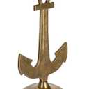Round Nautical Accent Table with Anchor Base in Cast Iron, Gold Finish