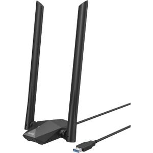 BrosTrend USB WiFi 6 Adapter AX1800 Long Range WiFi USB Adapter for PC Laptop Desktop 5GHz/1201Mbps + 2.4GHz/574Mbps Wireless WiFi Dongle USB3.0 with 2x High Gain Wi-Fi Antennas for Windows 11/10 ONLY