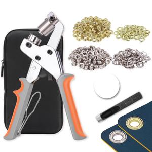 Grommet Tool Kit with 200 Sets 3/8 Inch Grommets, Heavy Duty Grommet Kit with Storage Bag, Grommets Pucher with Hole Punch and Eyelets, Eyelet Pliers Kit for Tarp, Fabric, Banner, Canvas