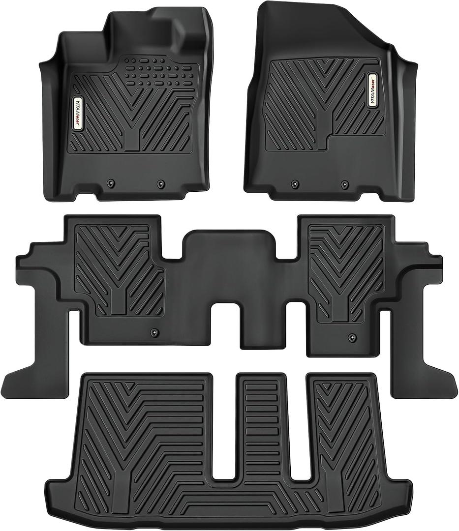 YITAMOTOR Floor Mats for Nissan Pathfinder 2013-2020, Infiniti QX60 2014-2020, JX35 2013, Custom Fit All Weather Anti-Slip TPE Rubber Mat, Pathfinder Accessories, 3 Row Automotive Floor Liners, Black