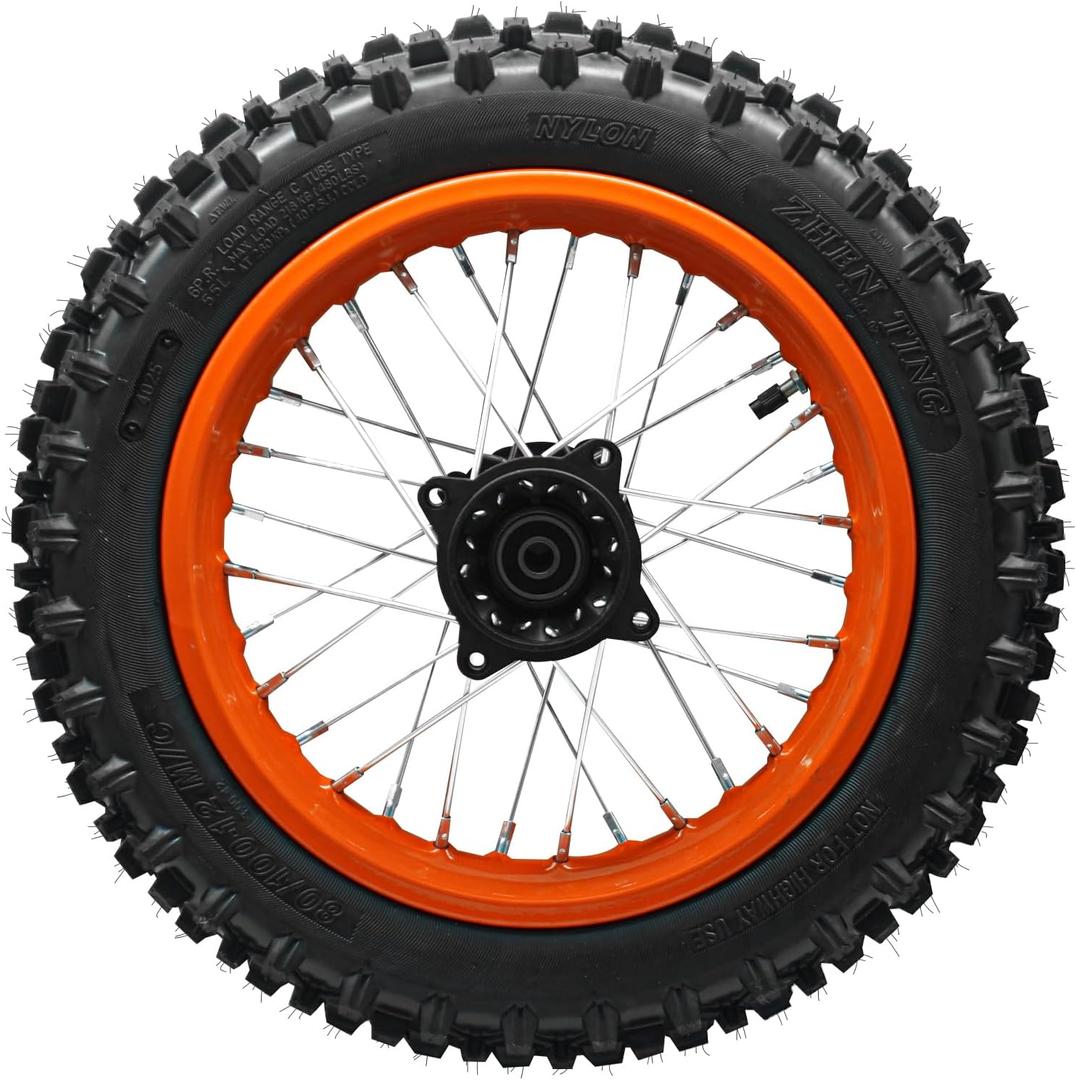 Heavy-Duty Electric Dirt Bike Rear Wheel | Compatible With Tuttio Tutti Soleil 01,Tires Offer Excellent Grip On Dirt, Gravel Built For Durability., 80/100-12