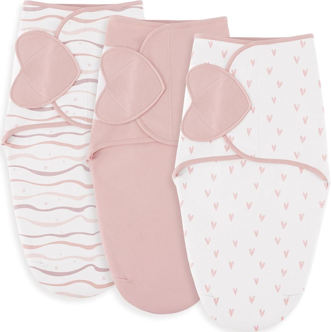 Susurration Swaddle Sleep Sacks 3 Pack 100% Muslin Cotton Swaddle Blanket Small Baby Wrap for 3-6 Months Newborn Girls,Boys,Infants Essentials,Adjustable Wearable Sleeping Sack (Pink, 3-6 Months)