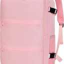 Carry On Backpack for Women & Men Airline Approved Underseat Size, 15.6" Laptop Compartment, TSA-Friendly 180 Opening, Anti-Theft Business Travel Backpack with Trolley Sleeve (Pink, Large)