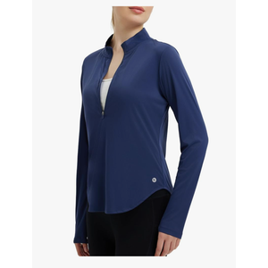 baleaf Women's Sun Shirts UPF50+ Half 1/4 Zip Shirt Rash Guard Long Sleeves SPF Lightweight Clothing UV Protection Hiking Top M