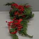 Artificial Cedar Christmas Wreath 63" Christmas Three Cedar Wreaths with 3 Red Velvet Bow Ribbon and Berries Front Door Decoration Wall Hanging Home Decoration for Xmas Party