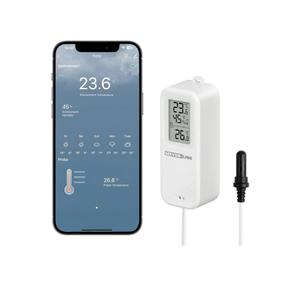 WiFi Refrigerator Thermometer Hygrometer with Alarm, Freezer Temperature with Probe, Wireless Digital Fridge Thermometer Humidity Sensor, Free Data Export for Home Kitchen Fridge Tub