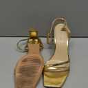 Modatope Womens Sandals Square Open Toe Chunky High Heels Strappy Ankle Strap Sandals Comfort Dress Party Shoes (8.5, Gold Pu)