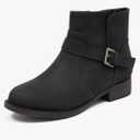 Veittes Women's Ankle Boots - Classic Side Zip, Cover with Buckle Strap, Comfortable Platform, Round Toe, Low Chunky Heel Comfort Slip On Fashion (Black/Dark Brown/Grey) Boots, 7