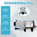 [Upgraded Version] R3526144D RV Water Pump,3 GPM 12V DC 50 PSI Triplex Self-Priming Diaphragm Water Pump Replace R3526144D/03526-144A,Quiet & Auto Shut-Off,for RV Boats Camper Trailers-White