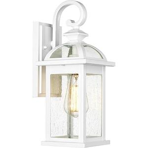 ALLGOT Large Outdoor Light Wall Mount, 21.65 Inch Tall Large Wall Lantern Sconce, E12 Socket Anti-Rust Modern Porch Lighting Fixture with Water Rippled Glass for Front Porch (White)