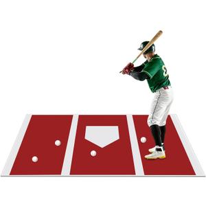 6 x 4 ft Baseball Hitting Mat with Non-Slip Rubber Backing High-Visibility Printed Stripes Cushioned Surface Durable Indoor/Outdoor Batting Mat Portable Batting Stance Practice Mat