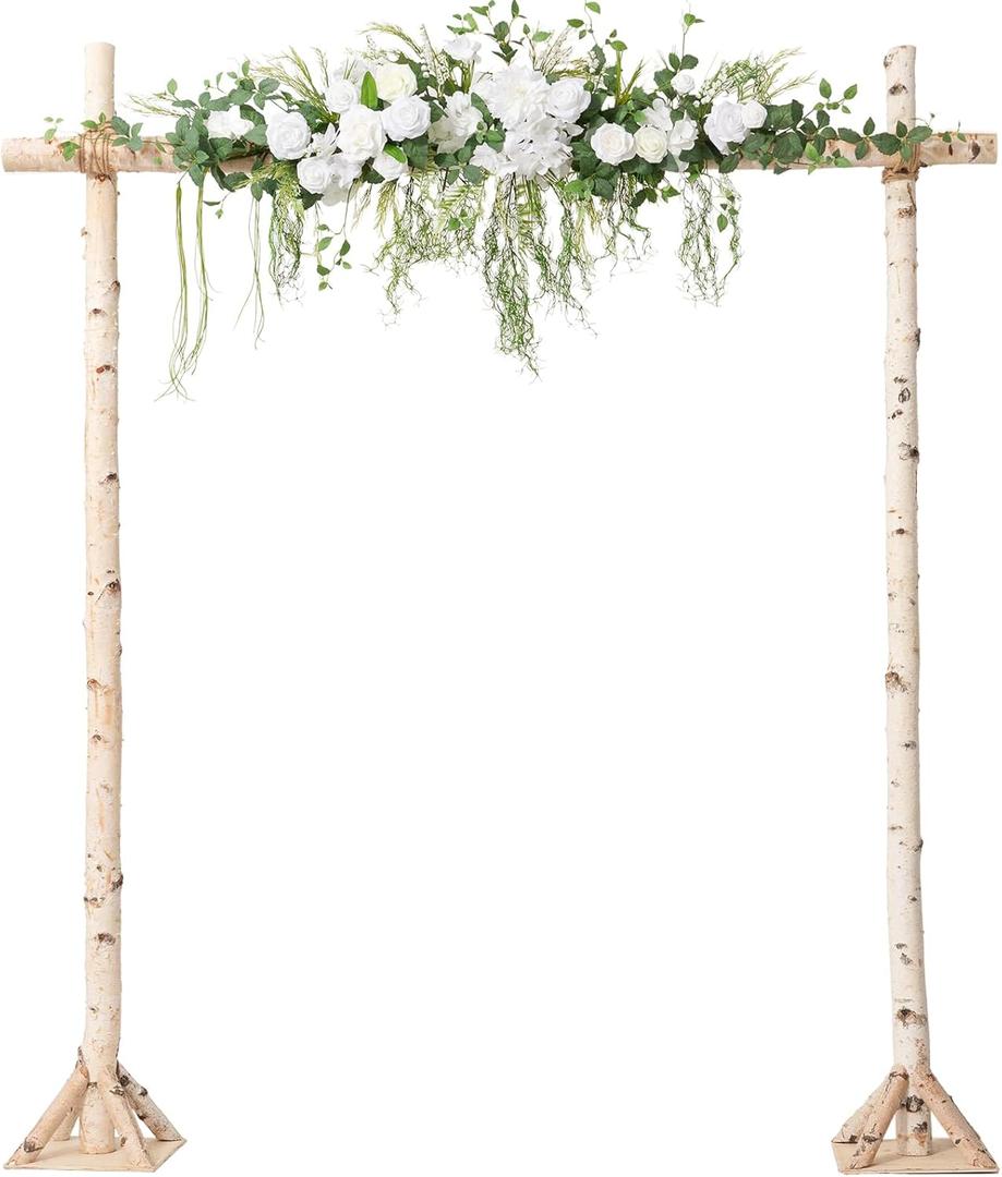 Ling's moment Wedding Arch Flowers - 6.5FT Floral Garland for Ceremony Arbor Backdrop Decoration - Artificial Rose Floral Swag for Sweetheart Table Birthday Party, Baby Shower, Lily White