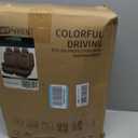 CAR PASS Piping Leather Seat Cover,Universal FIT with Composite Sponge Inside,Airbag Compatible and Reserved Opening Holes,Inside zipper for Cars,Sedan,SUV,Truck(Full Set,Beige with Tan Piping-Stripe)