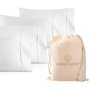 1000 TC White Standard Pillowcases Set of 4 100% Egyptian Cotton Pillow Cases with Long Staple Cotton & Sateen Weave, Silky Soft Hotel - Like Bed Pillow Covers for Comfy Sleeping, Snug Fit