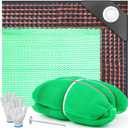 Fruit Collector Harvesting Net 26 x 13 ft with Ground Pegs and 2 Pairs of Gloves Reusable Leaf Agricultural Collection Netting Fruit Picking Basket for Trees Walnut Olive Chestnut