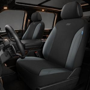 Skechers Car Seat Covers, Work Leather Seat Covers 5-Times Stronger Built-in Webbing, Oxford Fabric Front Seat Covers, Airbag Compatible, Automotive Comfort for Cars, Trucks, SUVs,Grey