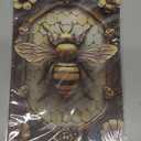 Vintage Tin Bee Sign Wall Decor, 2D Flat with 3D Visual Effect, Bee Decorations for Home & Kitchen, Retro Metal Bee Art, 8 x 12 Inches, Unique Bee Gift Idea, Style A