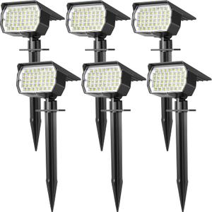 WENATY Solar Spot Lights Outdoor Waterproof IP65, 6 Pack Landscape Spotlights with 46 LEDs, 3 Modes Auto On/Off Solar Powered Flood Lights for Outside Pathway, Yard, Garden, Walkway (Cool White)
