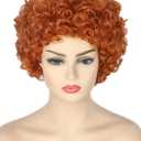 Unisex Reddish Brown Short Curly Afro Wig Halloween Costume Cosplay Party Wigs (Orange)