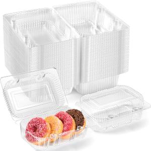 Zezzxu 40 Pack Clear Hinged Plastic Containers, Sturdy To Go Clamshell Food Containers with Lids, Disposable Take Out Boxes for Desserts Cake Slices Sandwich Salad Cookies (7.2 4.7 3 Inches)