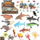 Ocean Animals Toys for Kids 3-5, 28 Pack Plastic Sea Animals Figurines Whale Fish Turtle, Educational Sea Creature Shark Toys Ocean Diorama Kit for Boys Girls