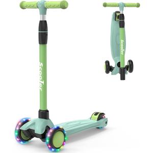 Kids Scooter,LED Lighted Wheels and 3 Adjustable Height Handlebars Scotters for Kids 3-12,3 Wheel Toddler Kick Scotter for Boys & Girls up to 132 Lbs.