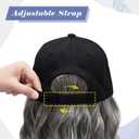 Hat Wigs for Women Baseball Cap with Hair Extensions Short Wave Synthetic baseball Cap Wig for Women Adjustable Hat with Hair Attached for Daily Use(14inch)
