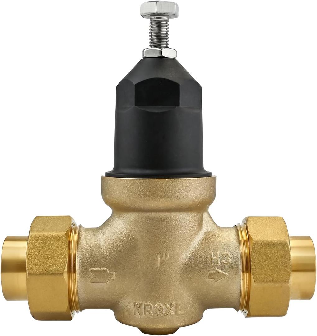 1" NR3XLDU Water Pressure Reducing Valve, 1" NR3XL with Double Union FNPT Connection, No Lead Water Pressure Regulator for Home & Commercial Use